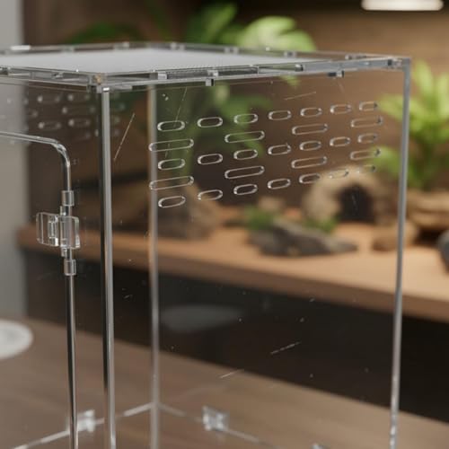 Reptile Habitat Enclosure Vertical Acrylic Terrarium PC Material Stackable Mesh Ventilation Easy Access Door Suitable for Pet Enthusiasts Home Organization 45cm