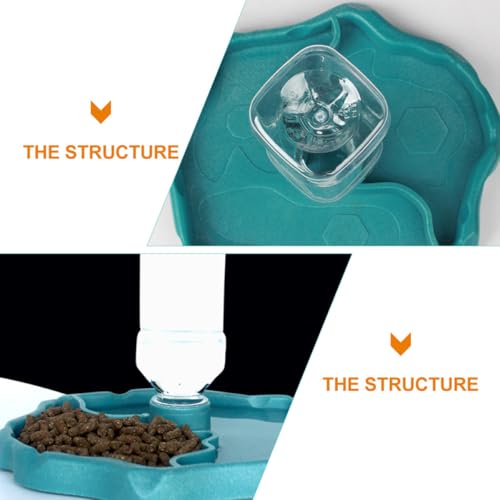 VICASKY Automatic Reptile Waterer and Bearded Dragon Feed Bowl with Reservoir, Lake Blue Plastic Terrarium Dish for Tortoise and Lizard Tank Accessories