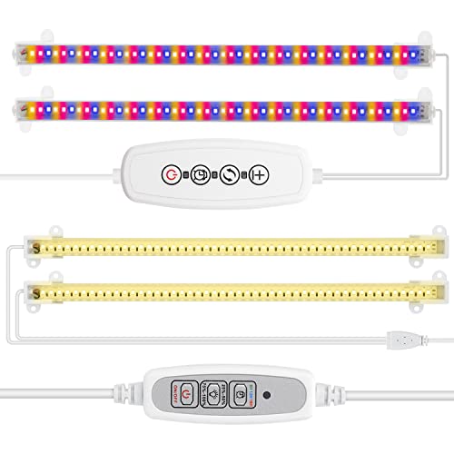 Mosthink Grow Lights for Indoor Plants, LED Grow Light Strips with Auto Timer