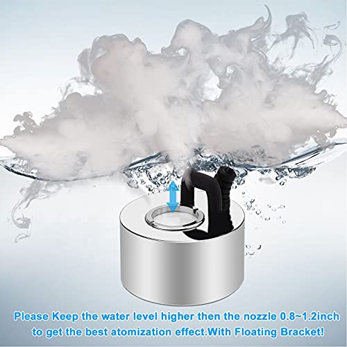 FITNATE 350ml/H Mist Maker, Stainless Steel Mist Maker Fogger for Water Fountain Pond Rockery, with Removable Splash Guard, Atomized Disc and Changing Tools