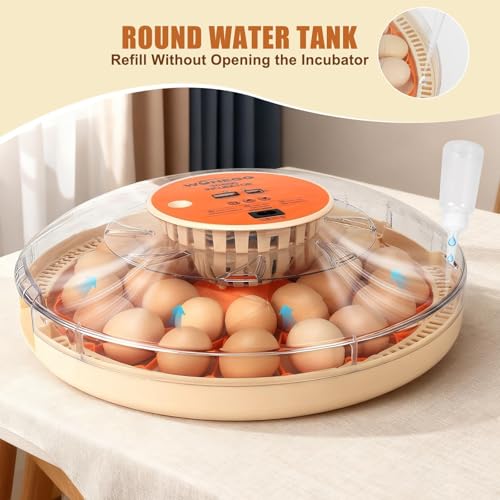 ZEMIRO CHARGE Serie II - 30 Egg Incubator for Experienced Hands-On Hatchers, Auto Egg Turn, Manual Humidity Control (Water Fill), Temperature Control, Real-Time Display, Egg Candler - size: 30-Egg Orange