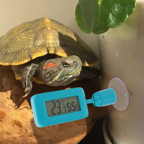 Levemolo Digital Reptile Thermometer and Hygrometer with 360° Rotary Suction Cup, Mini Electronic Temperature Measuring Device for Bearded Dragon Tank and Reptile Terrarium, Night Light