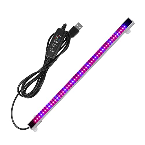 Sondiko LED Grow Light Strip, Auto On&Off Every Day Grow Light with Upgraded Controller, 48 LEDs, 4 Dimmable Levels for Indoor Plants - size: Purple Grow Light Strip