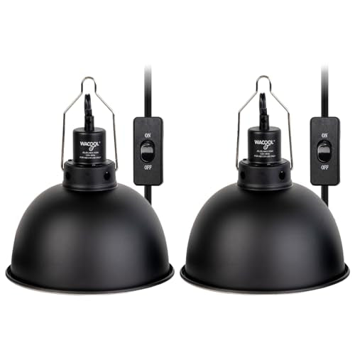 WACOOL TERRA Reptile Light Fixture 2 Pack, 8.5 in Deep Dome Reptile Heat Lamp Fixture, Optical Reflection Terrarium Light Fixture for Reptile UVB UVA Heat Basking Bulbs, Separate Switch & Hook - style: 8.5 inch-2pack