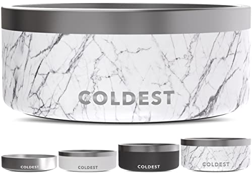 Coldest Dog Bowl - Anti Rust Metal, Non Slip, 3 Layers Insulated Stainless Steel Dog Bowls - Spill Proof & Heavy Duty - Water Bowl for Dogs, Cats & Pets, Dish Washer Safe (100 oz, Carrara Marble) - color: Carrara Marble, size: 100 oz