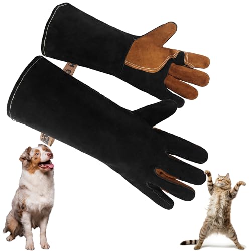 Animal Handing Gloves- Bite Proof, Puncture & Scratch Resistant for Safe Handling, Garden Gloves - color: Black, size: 16-inches