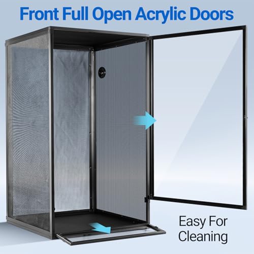 REPTI ZOO 120 Gallon Reptile Terrarium - Aluminum Screen Cage Open Air Foldable Tank for Bearded Dragon, Snake and More