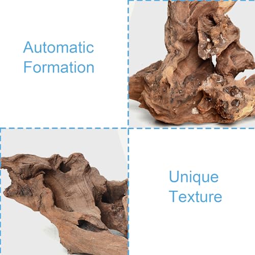 Natural Aquarium Decoration Driftwood Tree Trunk with Rockery View, Unique Dead Wood Root Hideouts for Fish & Reptiles, Landscape Enhancer (Random Shape, 10-15cm Length, 3-Pack)