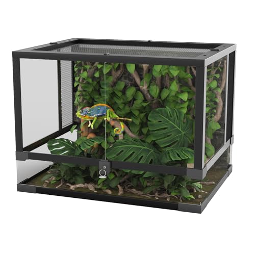 Garvee 34 Gallon Reptile Tall Glass Terrarium, 24" x 18" x 18" Reptile Tank Double Hinge Door with Top Screen Ventilation, Easy Assembly (34 Gallon-H)