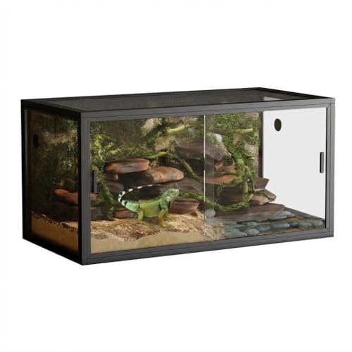 120 Gallon Reptile Terrarium, Bearded Dragon Tank 4ft x 2ft x 2ft, Reptile Enclosure with Sliding Glass Doors & Screen Ventilation Top for Lizard, Chameleon, Snake,Snake Enclosure with Easy Assembly