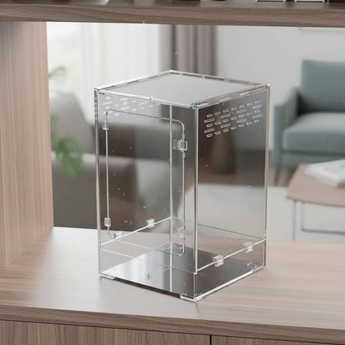 Reptile Habitat Enclosure Vertical Acrylic Terrarium PC Material Stackable Mesh Ventilation Easy Access Door Suitable for Pet Enthusiasts Home Organization 45cm