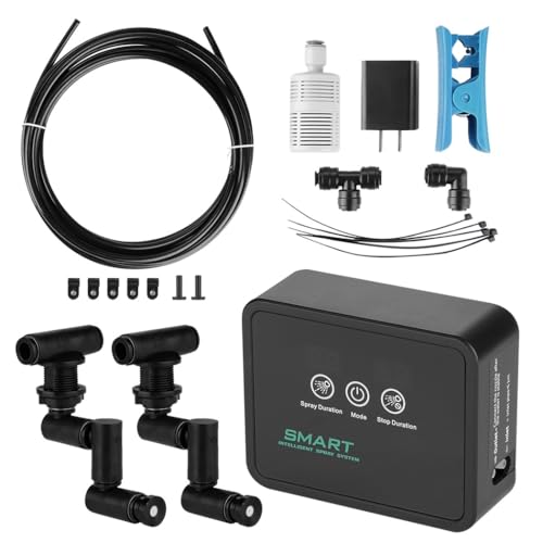Reptile Tank Misting System with Smart Timer, 360° Rotating Nozzles & Touch Control, Ideal for Rainforest Environments