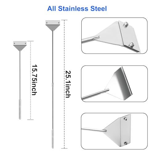 25" Glass Aquariums Algae Scraper - Durable Stainless Steel, Powerfully Remove Stubborn Algae, Professional Fish Tank Cleaner Tools, Includes Sheath, Long Tweezers & 10 Replaceable Blades