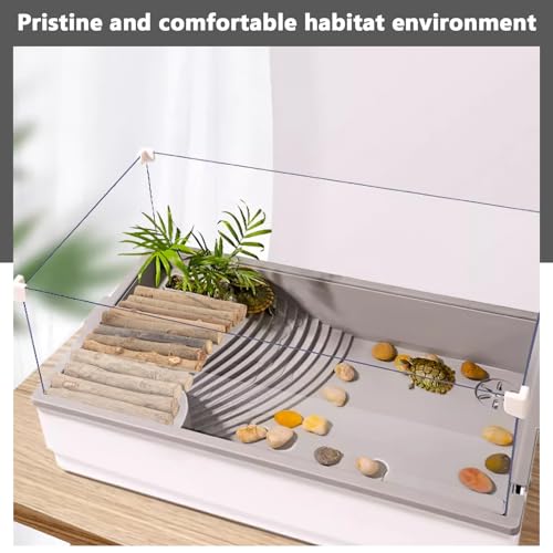 UPKOCH Wooden Turtle Hideout and Reptile Shelter with Stick Platform for Terrarium Decoration, DIY Turtle Habitat Ornament for Tortoise Resting and Reptile Basking