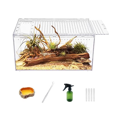 Reptile Growth Reptile PC Terrarium,Tarantula Enclosure,Spider Tank with Magnetic Button.12"x 8" x 6" Lizard Enclosure,Reptile Breeding Tank for Insect,Fish,Tarantula,Hermit Crab,Small Bearded Dragon - size: 12" * 8" * 6"