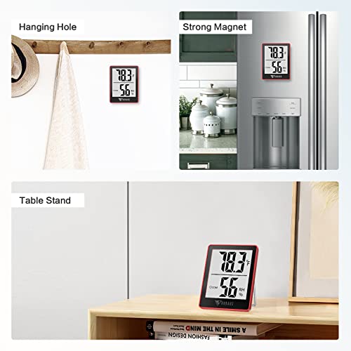 DOQAUS Digital Hygrometer Indoor Thermometer Humidity Gauge Room Thermometer with 5s Fast Refresh Accurate Temperature Humidity Monitor for Home, Bedroom, Baby Room, Office, Greenhouse, Cellar, Red - color: Red Black
