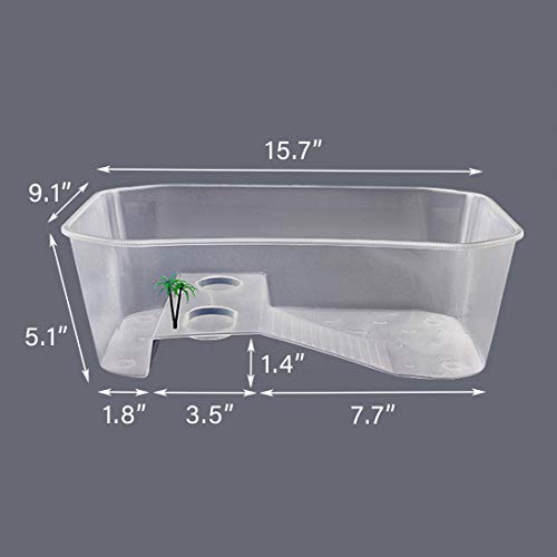 PINVNBY Plastic Turtle Tank Reptile Habitat Pet Terrariums Turtles Tank Aquarium Terrapin Topper Basking with Platform Plants,Durable,Safe, Non-Toxic(White) - color: White