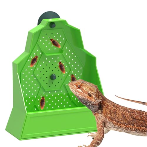 DONGKER Bearded Dragon Feeder,Anti-Escape Reptile Wall-Mounted Feeding Dish Adjustable Suction Cup Height for Lizard Bearded Dragon Gecko Frog - size: Small