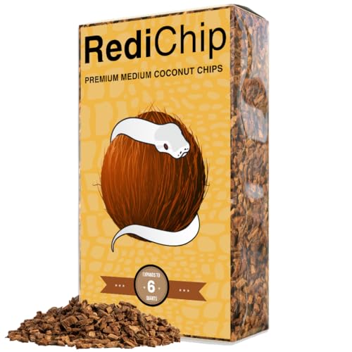 RediChip Reptile Bedding Loose Medium Coconut Chip Substrate 6 Quart Coco Husk Mulch for Snake and Gecko Habitat, Ball Python Terrarium, Lizard and Turtle Tanks, Tortoise Enclosure - size: 6 Quart