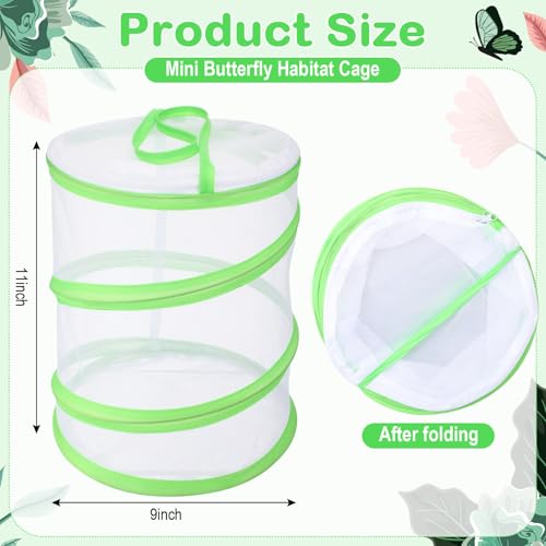 Sherr 6 Pack Butterfly Habitat Cage, 9"x11" Pop-up Mesh Butterfly Net Terrarium, Reusable Caterpillar Raising Kit, Portable Bug Catcher Enclosure for Transporting and Raising Critter (5 Mixed) - color: 5 Mixed