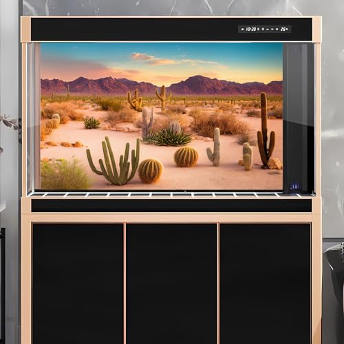 Desert Reptile Habitat Background Arid Landscape of Hot Sahara Desert Terrarium Background Desert Cacti and Sand with Dunes Aquarium Background Natural Hot Desert Fish Tank Background Vinyl 24x12in - color: Cacti Green, size: 24(W)x12(H)in