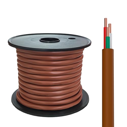 Thermostat Wire - Solid Copper 18 Gauge - CL2 - Power Circuit Cable (18/3Brown,25ft) - color: 18/3Brown, size: 25ft