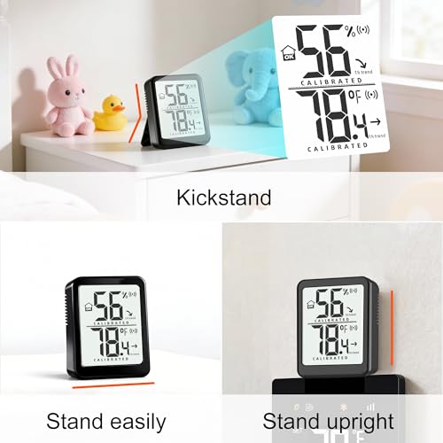 Antonki 2 Pack Room Thermometer Small Hygrometer Indoor Humidity Monitor Sensor, Digital Temperature and Humidity Meter Gauge for Home, Baby Nursery, Reptile, Greenhouse - Battery Included