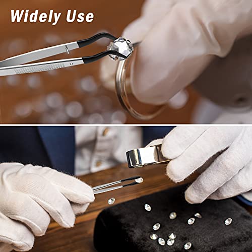 3PCS Tip Tweezers, Silicone Rubber Flat Tipped Tweezers Bent Tip for Jewelry Coin Stamp (Black) - color: Black