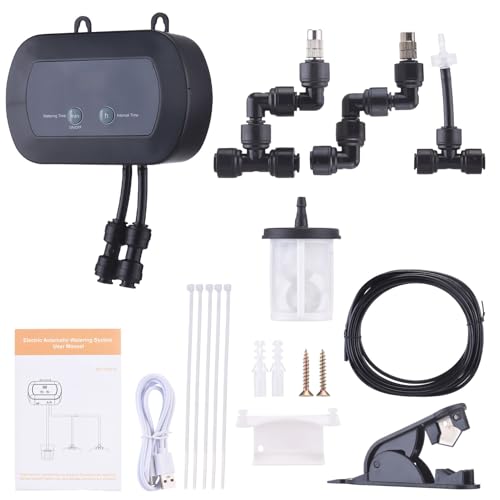 Smart Automatic Watering System, USB Rechargeable 360° Adjustable Nozzles Self Watering Device with Timer for Reptile Terrariums Indoor Plants