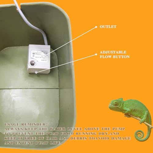 Bearded Dragon Water Bowl with Filtration System Lizard Drinking Fountain Reptile Tank Habitat Waterfall for Small Pet Leopard Gecko, Chameleon, Snake (Green) - color: Green