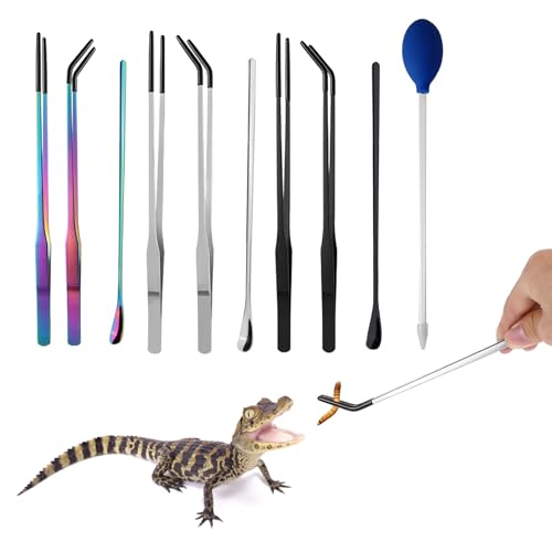Reptiles Feeding Tongs Clamp Long Nonslip Coated Stainless Steel for Safe Pet Food Handling Pet Feeding - color: Feeding Spoon