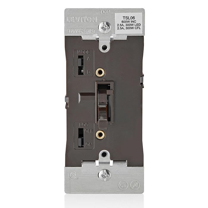 Leviton Toggle Slide Dimmer Switch for Dimmable LED, Halogen and Incandescent Bulbs, TSL06-1LB, Brown - color: Brown