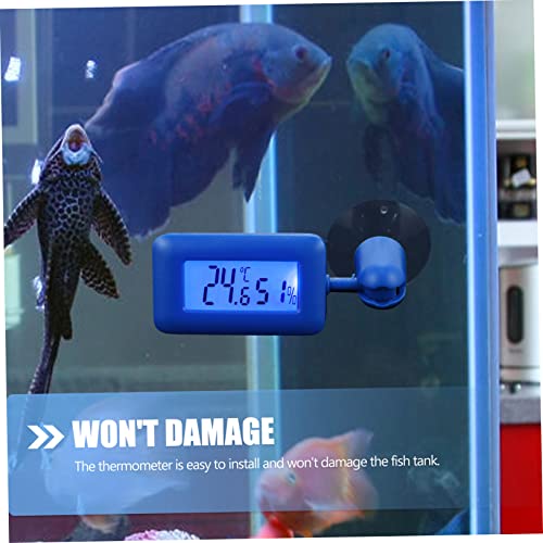 Mikikit Mini Reptile Humidity and Temperature Gauge 360° Rotating Night Glow Suction Cup Thermometer for Leopard Gecko and Bearded Lizards Digital Hygrometer for Reptile Terrariums
