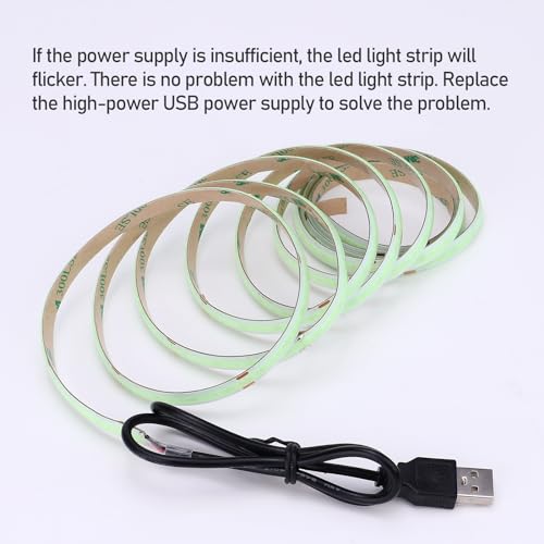 DC 5V USB COB Ice Blue LED Strip Light Dimmable USB Powered 6.6ft/2M IP65 Waterproof 640LEDs with Dimmer High Brightness Flexible LED Tape Lights - color: Ice Blue