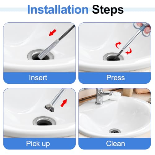 HARFINGTON 2pcs Flexible Grabber Claw Pick Up Tool 0.47" Dia. 24" 4 Claws Stainless Steel Cleaning Hook Unclog Sink Sewer Hair Drain Cleaner Tool Sink Unclogger for Toilet Bathtub Sewer - size: 24 Inch