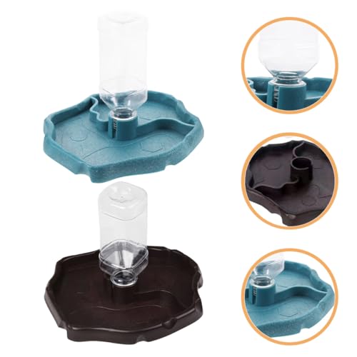 ABOOFAN Automatic Reptile Waterer Tortoise Water Dish with Reservoir Portable Lizard Water Bowl for Terrarium Tank and Bearded Dragon Hydration