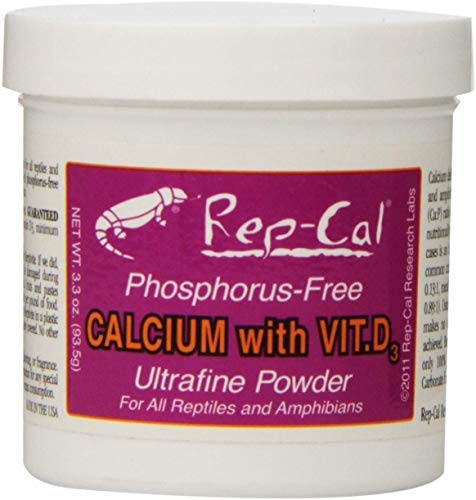 Rep-Cal Phosphorus Free Calcium with Vitamin D3 - Ultrafine Powder 3.3 oz - Pack of 10