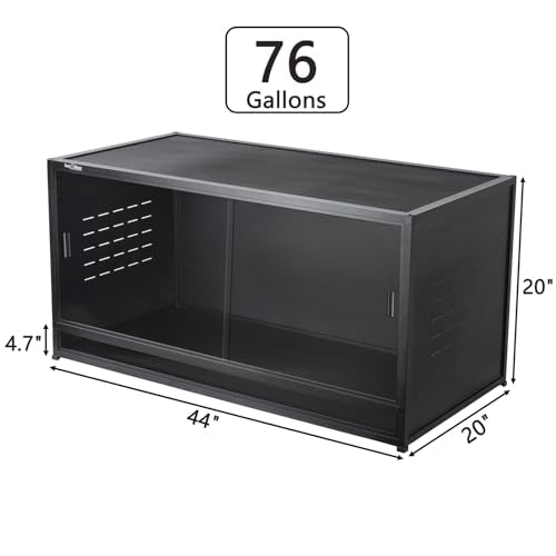 PVC Reptile Enclosure Space Efficient 44''x20''x20'' Stackable ToxiRium Large Reptile Terrarium 76 Gallons for Bearded Dragon Lizard Snake, Breeding Vivarium with Glass Doors Lock- with spacers - size: Two 44x20x20''-76 Gallon with Kit