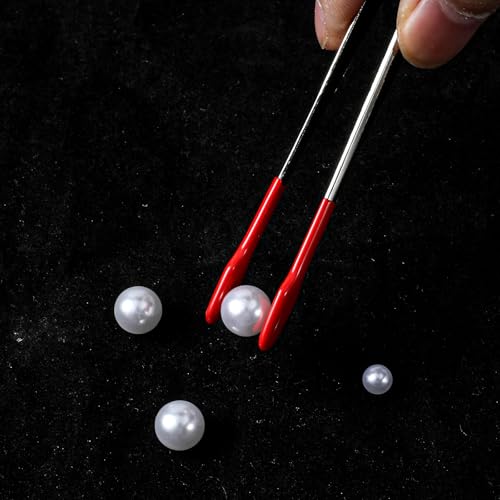4 Pieces Tweezers with Rubber Tips PVC Rubber Coated Tweezers Rubber Long Bent Tip Tweezer and Straight Flat Tip Tweezer for Lab Stamp Hobby Jewelry Crafts Feeding (Silver, Red) - color: Red