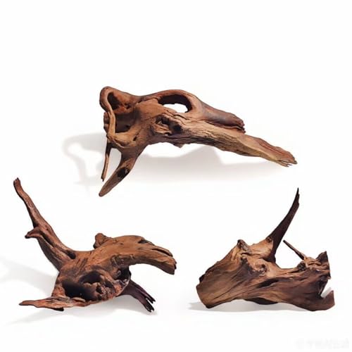Natural Aquarium Decoration Driftwood Tree Trunk with Rockery View, Unique Dead Wood Root Hideouts for Fish & Reptiles, Landscape Enhancer (Random Shape, 10-15cm Length, 3-Pack)