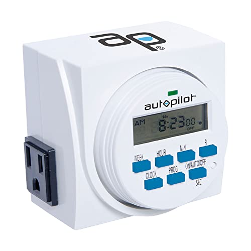 HYDROFARM 7 Day Dual Outlet Indoor Digital Programmable Scheduled Timer Controllers with On/Off Button for Fans and Lights, (4 Pack)