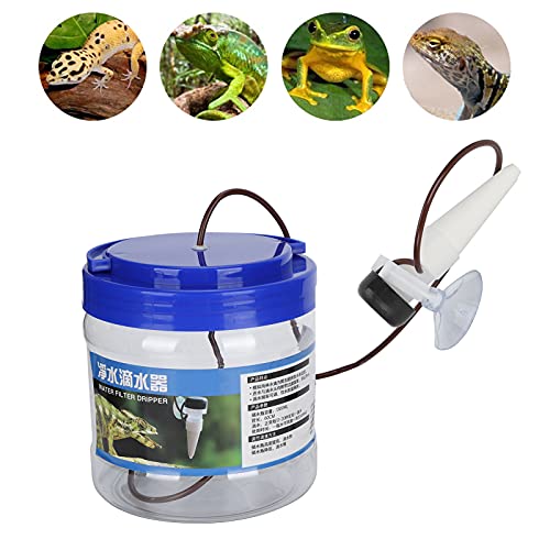 Reptile Watering Dripper, Reptile Humidifier Reptile Irrigation Device with Filtered Water Inlet and Drip Head for Geckos Lizards 1300ML Capacity Adjustable Dripping Speed