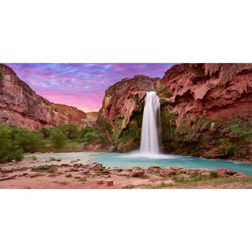 AWERT 36x18 inches Reptile Habitat Background Sunset Mountain Waterfall Terrarium Background Polyester Background - size: 36x18in/90x45cm