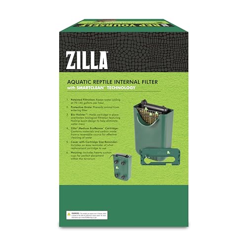 Zilla Aquatic Reptile Internal Filter with SmartClean Technology, for Turtles and Aquatic Reptiles, Medium