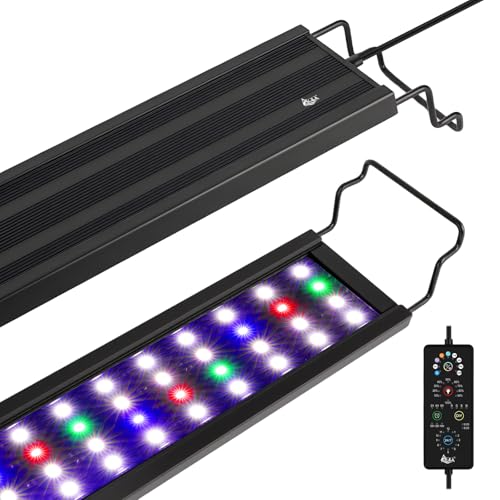 AQQA Aquarium Plant Light Full Spectrum LED Fish Tank Light IP68 Waterproof with 24/7 Natural Mode & DIY RGBW Mode, 9 Colors & 10-Level Brightness Adjustable, 6 Timer Settings for 18"-24" Tank (18W) - size: 18-24inch
