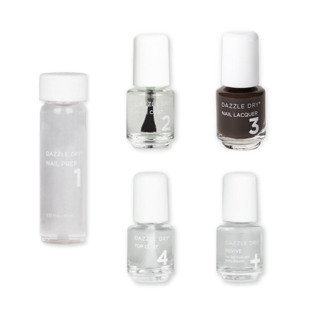 Dazzle Dry Mini Kit 4 Step System - Sequoia - A Dark Chocolate Brown. Full Coverage Cream. (5 Piece Kit / 5 Manicures)