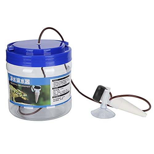 SUNGOOYUE Reptile Water Dripper Kit, Plastic Automatic Water Dispenser 1300ML Adjustable Drip Irrigation Humidifier, 60cm Tube for Gecko Lizard Chameleon