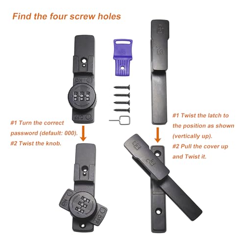 ETEKJOY Flip Latch Lock with Combination 90/180 Degree Sliding/Swinging Door Lock Latch Bolt for Gate Barn Garage Shed Window Cabinet 3-Digit Password Keyless (Black, 90 Degree) - size: 90 Degree
