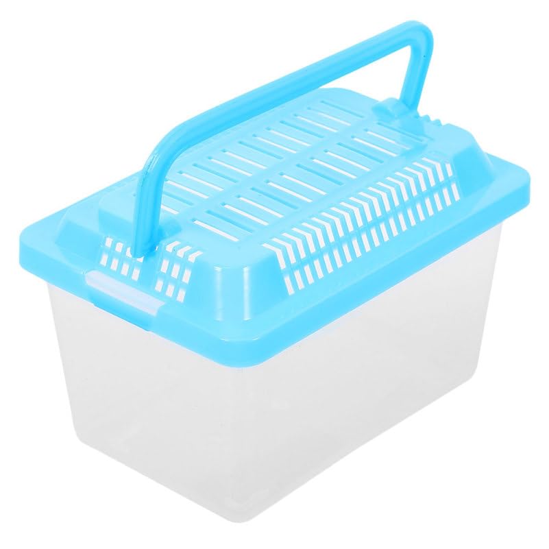 Kisangel Handheld Transparent Pet Storage Box Portable Small Turtle Feeding Aquarium Reptile Travel Carrier for Goldfish Tortoise Hamsters Lightweight Versatile Container for