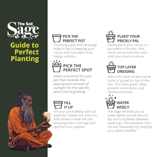 The Soil Sage 5 Dry Qt Cactus & Succulent Potting Soil Mix, USA Made - Gritty, Fast Draining, Soilless, Root Boosting, Peat-Free - Growth of Cactus, Succulents, Jade, Aloe Vera (5 Qt) - size: 5 Qt